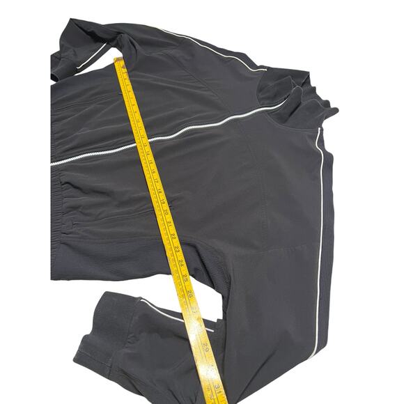 Athleta Brooklyn Track Bomber Jacket - Black / White Stripes - Zip Pockets - L - Picture 5 of 6